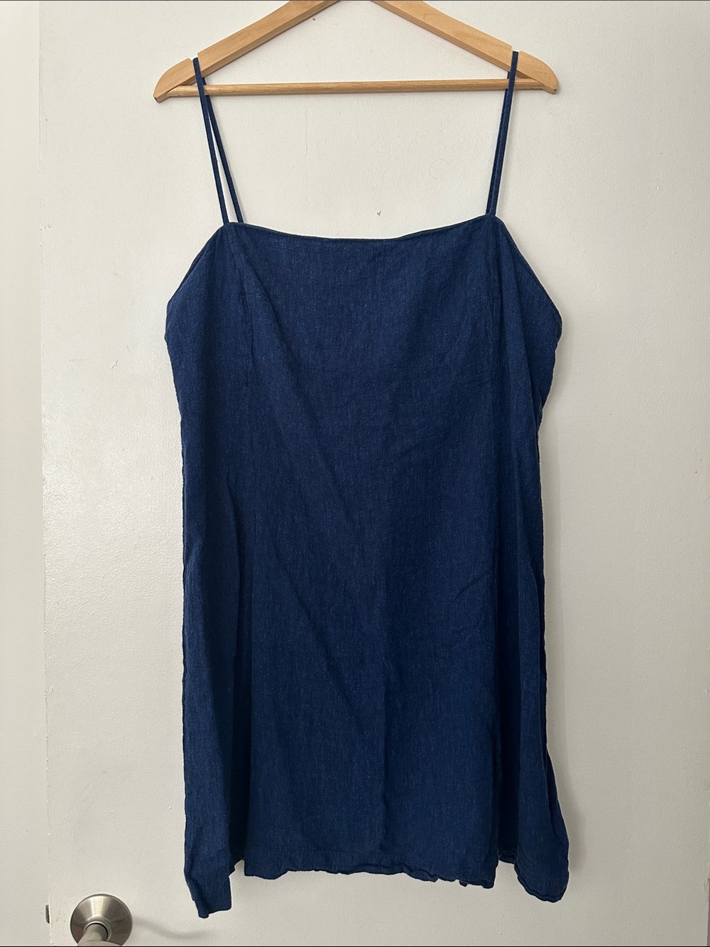 Gap Women’s Linen Denim Blue Spaghetti Strap Slip Dress